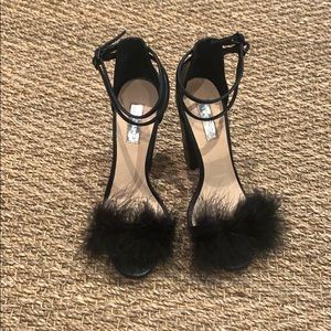 Topshop feather blocked heel sandals